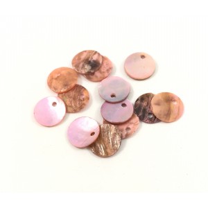 Pink mussel shell pendant 15mm